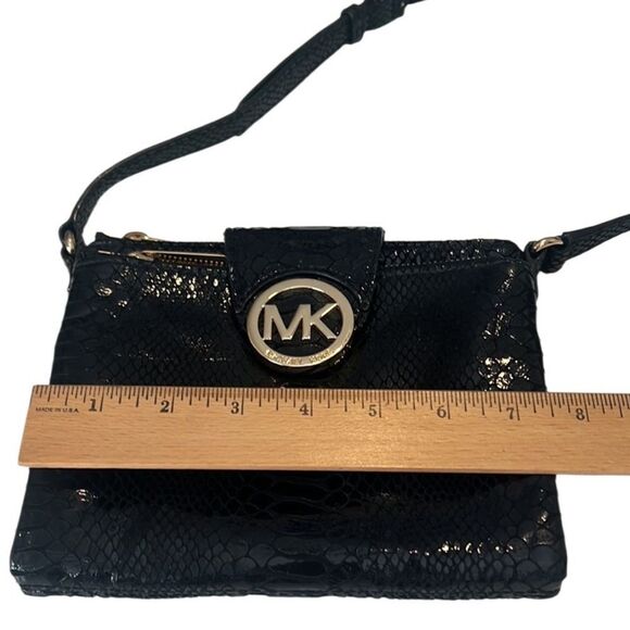 Michael Kors Fulton Black Python Embossed Leather Crossbody - Picture 15 of 16